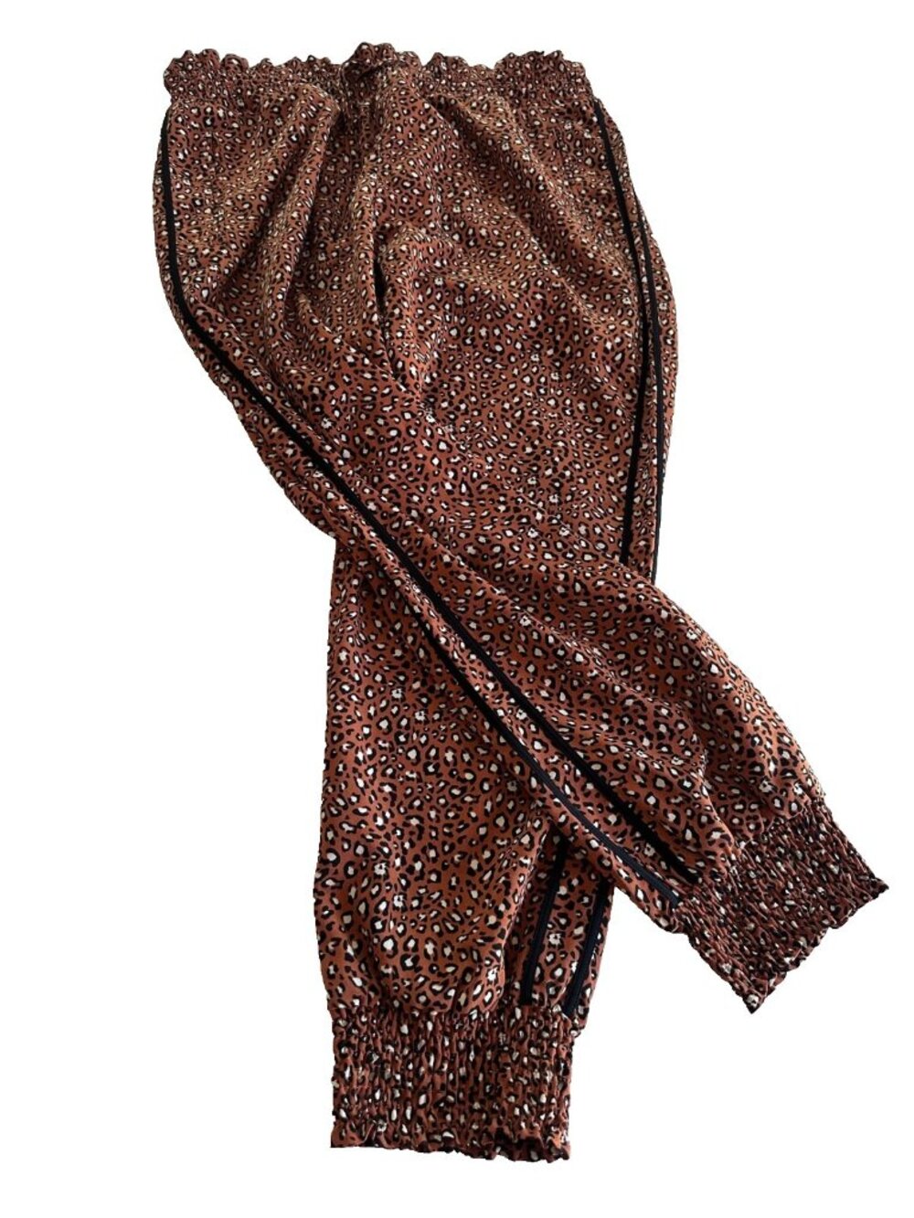 Express Women's LG Brown Animal Printed Track Pant Pull on NEW